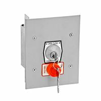 1KFSX Exterior Tamperproof OPEN-CLOSE Key Switch with Stop Button Flush Mount OPEN-CLOSE with Center Return Key Switch with Stop Button, Mortise Cylinder, Flush Mount, Tamperproof, Faceplate: H=6"", W=4-3/4"", D=2-7/8"", Back Box: 3-3/4"", W=3-3/4""