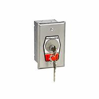 HBFS NEMA 1 Interior OPEN-CLOSE Key Switch with Stop Button in Single Gang Back Box Flush Mount OPEN-CLOSE with Center Return Key Switch with Stop Button, Mortise Cylinder, Stainless Steel Faceplate, Faceplate: H= 4-1/2"", W=2-3/4"", Back Box: H=4"", W=2"", D=2""