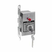 HBFST-BC NEMA 1 Interior Tamperproof OPEN-CLOSE Best Cylinder or Equivalent Key Switch with Stop Button in Single Gang Back Box Flush Mount OPEN-CLOSE with Center Return Key Switch with Stop Button, Best Cylinder or Equivalent, Stainless Steel Faceplate, Faceplate: H= 4-1/2